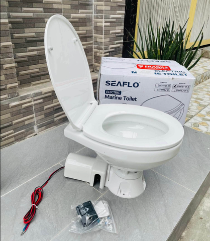 Bồn cầu điện Toilet Điện dùng cho tàu Cano, Bệ Lớn, Chất Liệu Sứ
