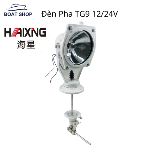 Đèn Pha Chiếu Luồng TG9 Chính Hãng HAIXING, Điện Áp 12/24V, 200W Bóng Xenon Siêu Sáng, xoay 360 cầm tay, hướng lên 90 độ