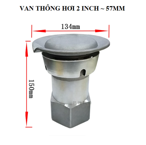 Van Đầu Thông Hơi Két Dầu 2 Inch ~ 57mm, chất liệu Inox, mã: BS30642, kích thước 134x150mm dùng cho tàu thuyền, hàng mới 100%