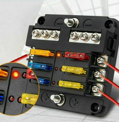 Vỏ hộp cầu chì 6 chân, chất liệu bằng nhựa (không có cầu chì), mã BFY6-LED-S, không hiệu, hàng mới 100%