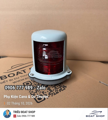 Đèn Mạn Đỏ Tín Hiệu 112,5 Độ, Màu Đỏ, Chính Hãng HAIXING Cho Tàu Dưới 12 Mét, Bóng Sợi Đốt, Vỏ Thép Chóa Nhựa Mã CXH2-3