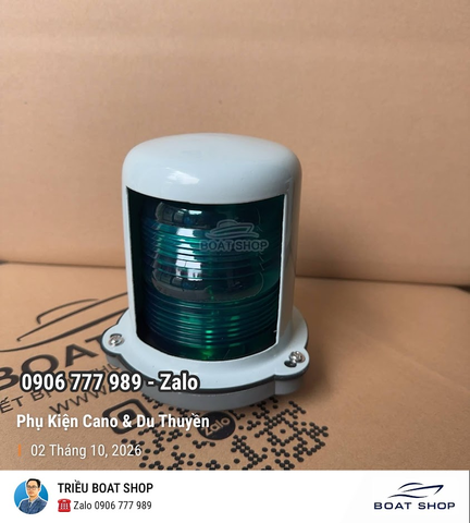 Đèn Mạn Xanh Tín Hiệu 112,5 Độ, Màu Xanh, Chính Hãng HAIXING Cho Tàu Dưới 12 Mét, Bóng Sợi Đốt, Vỏ Thép Chóa Nhựa Mã CXH1-3