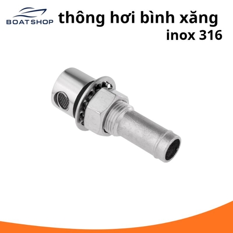 Đầu thông hơi két dầu, két nước, loại thẳng, chất liệu: inox 316, kích thước:16x76mm+-10%, mã: BS30641, dùng cho tàu thuyền, không hiệu, NSX Boat Shop Marine, mới 100%