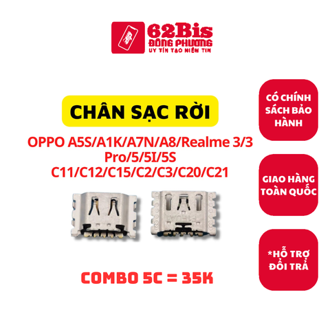 Chân Sạc Rời Oppo A5S / A1K / A7N /A8 / Realme 3 / 3 Pro / 5 / 5I / 5S / C11 / C12 / C15 / C2 / C3 / C20 / C21 - Combo 5c= 35k (Zin hãng)