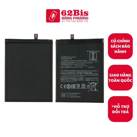 Pin Xiaomi Mi 6x / Mi A2/ BN36/ 2910/3010mAh (Zin Cty)