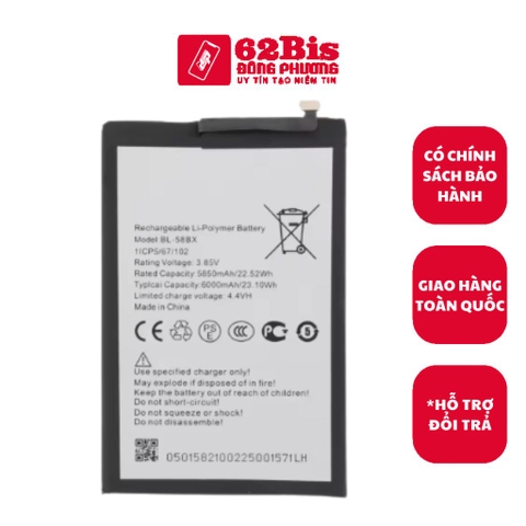 Pin Infinix BL-58BX / Infinix Hot 9 Play / Hot 10 Play / Hot 11 Play / Hot 12 Play , 6000mAh (Zin Cty)