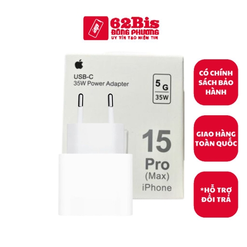 Cóc Sạc Iphone 15 promax -35W 100% zin hãng mã VN - Chân Tròn Fullbox hộp 3in1