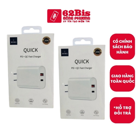 Cóc Sạc Wiwu Comet 20W USB-C + QC 3.0