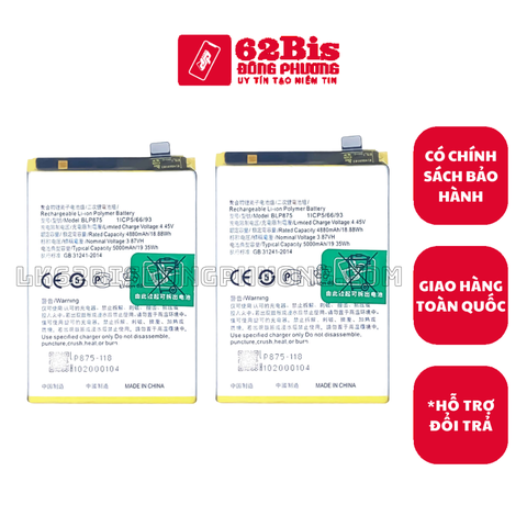 Pin Oppo BLP875 / BLP881 / Realme NARZO 50 / Realme C55 / Realme 9 5g / Realme Q3S / K9S - 5000 mAh (Zin Công Ty)