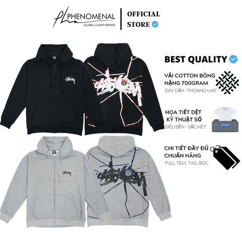 Áo Hoodie Zip Stussy Shattered - Có khóa kéo
