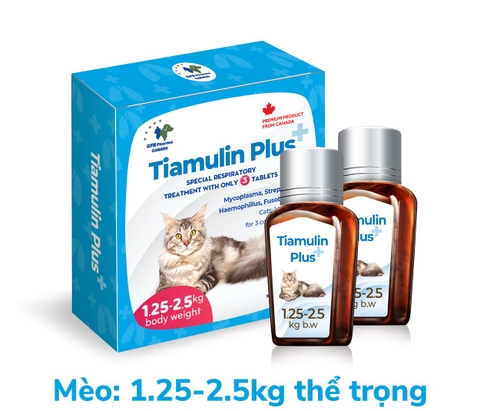 Tiamulin Plus (2.5-5kg) viên uống đặc trị hô hấp mèo (hộp 2 lọ 6 viên)