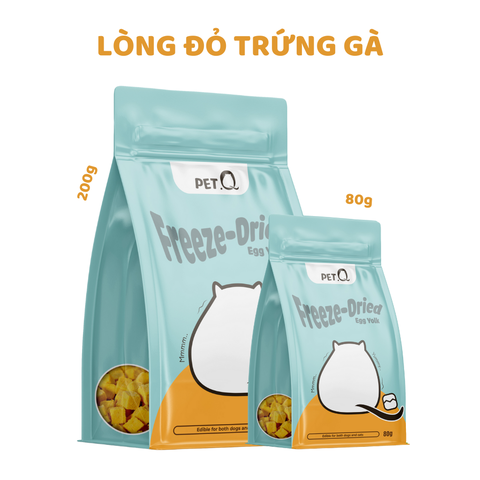 Thức ăn đông khô cho thú cưng PetQ Mèo 80gr/ 200gr - Lòng đỏ trứng gà