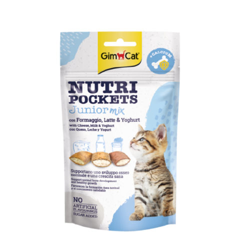 Gimcat Nutri Pockets Junior Mix 60gr-bánh quy giòn cho mèo con