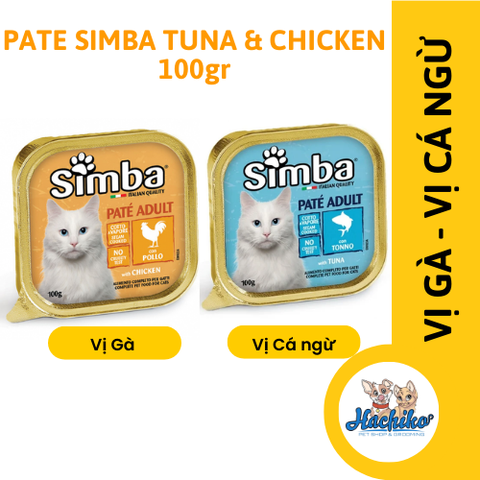 Pate Simba Adult dành cho Mèo trưởng thành (Hộp 100g) vị gà/ cá ngừ