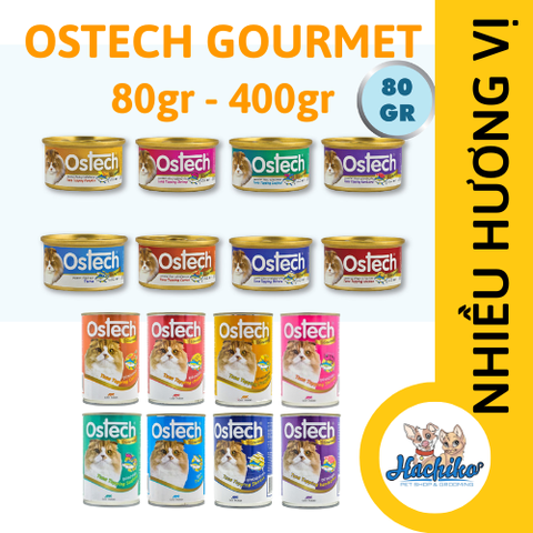 Pate cao cấp cho mèo Ostech Gourmet lon 80gr -400gr