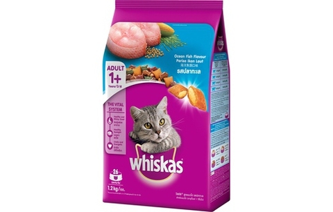 Thức ăn hạt dành cho Mèo trưởng thành Whiskas Adult - 2 vị cá biển/ cá thu 3kg