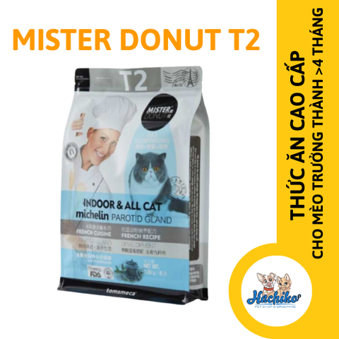 Thức ăn hạt cao cấp Mister Donut T2 1.8kg Dành cho mèo trưởng thành