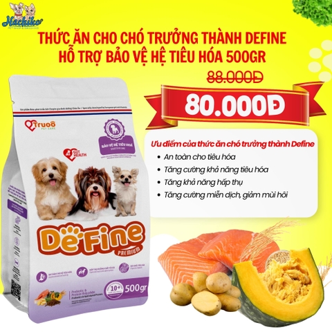 Define - Thức ăn hoàn chỉnh cho chó trưởng thành giúp bảo vệ hệ tiêu hoá 500g