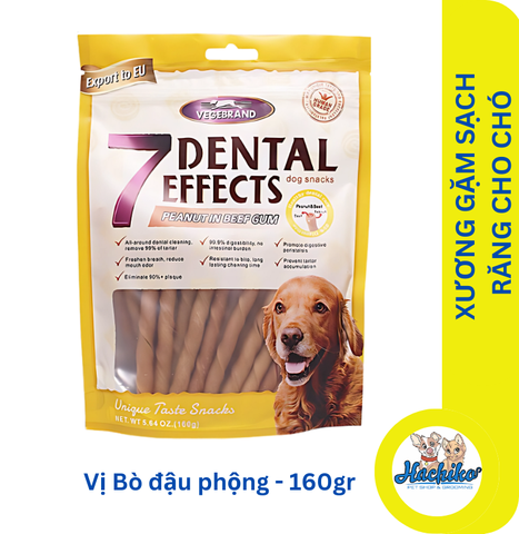 Xương gặm sạch răng cho chó 7 Dental Effects Peanut In Beef Gum - Vị bò đậu phộng 160gr