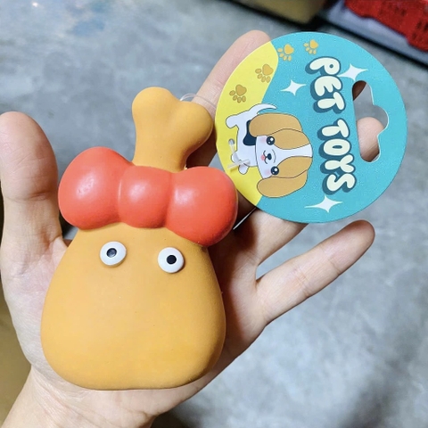 Đồ chơi cao su đồ vật - đùi gà gắn nơ 10cm