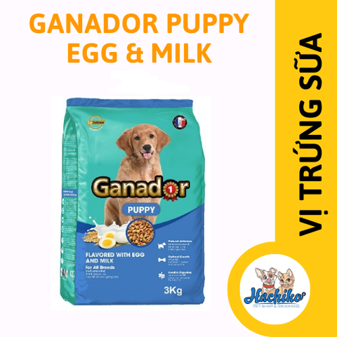 Thức ăn hạt dành cho chó con dưới 12 tháng tuổi Ganador Puppy Trứng & Sữa