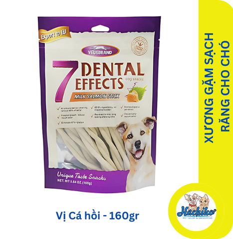 Xương gặm sạch răng cho chó 7 Dental Effects Milk Salmon Stick - Vị cá hồi 160gr