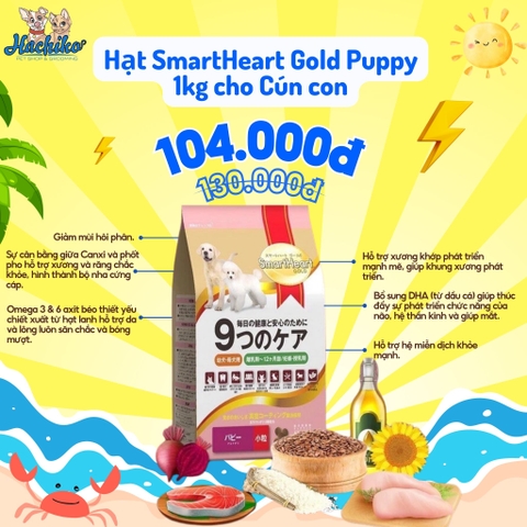 Thức ăn hạt khô cho chó con Smartheart Gold Puppy 1kg