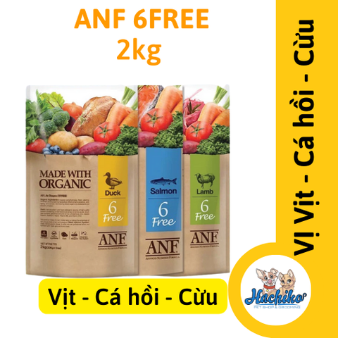 Thức ăn hạt hữu cơ cho chó ANF 6FREE 3 vị 2kg _ cá hồi