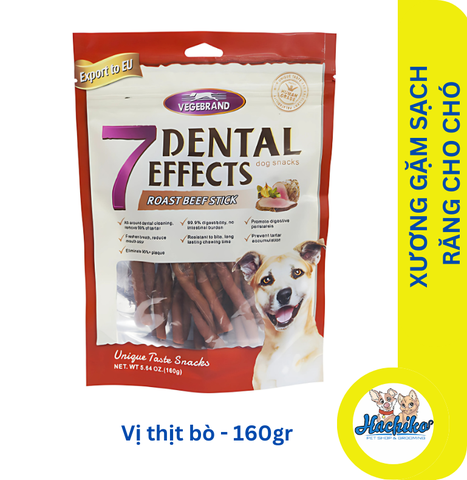 Xương gặm sạch răng cho chó 7 Dental Effects Roast Beef Stick - Vị thịt bò 160gr
