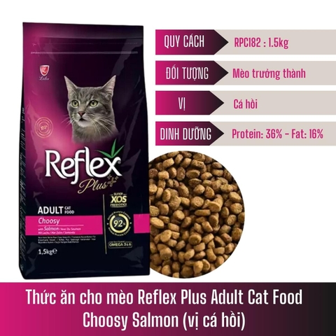 Thức ăn mèo Reflex Plus Cat Adult Choosy Salmon 1.5kg