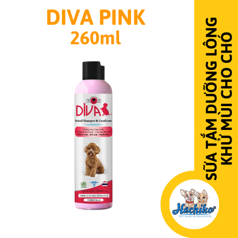 Sữa tắm dưỡng lông, khử mùi cho chó Diva hồng 260ml