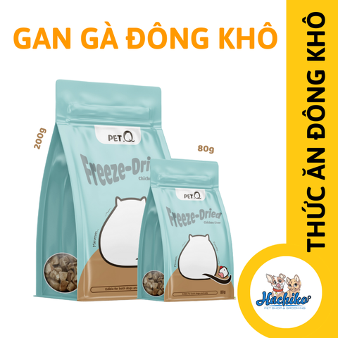 Thức ăn đông khô cho thú cưng PetQ cho Mèo 80gr/ 200gr Gan gà đông khô