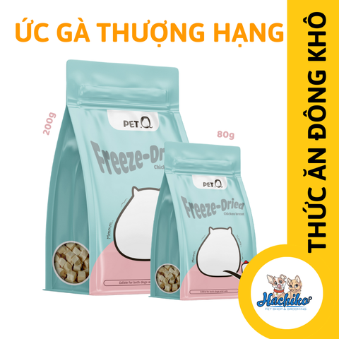 Thức ăn đông khô cho thú cưng PetQ cho Mèo 80gr/200gr - Ức gà thượng hạng