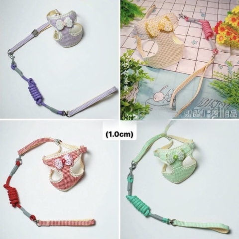 SP Dây đai ngực caro đính nơ và hoa 1.0cm