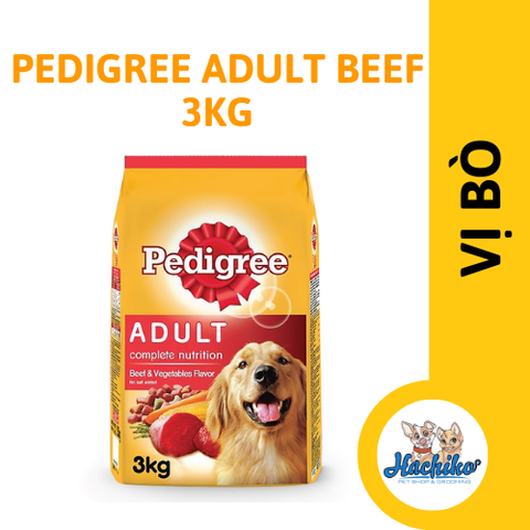 Thức ăn hạt dành cho Chó trưởng thành Pedigree Adult vị bò 3kg