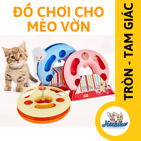 Đồ chơi Mèo vờn hình tam giác/ hình tròn - chuột lò xo