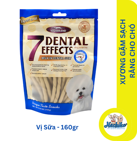 Xương gặm sạch răng cho chó 7 Dental Effects Milk & Dental Gum - Vị sữa 160gr