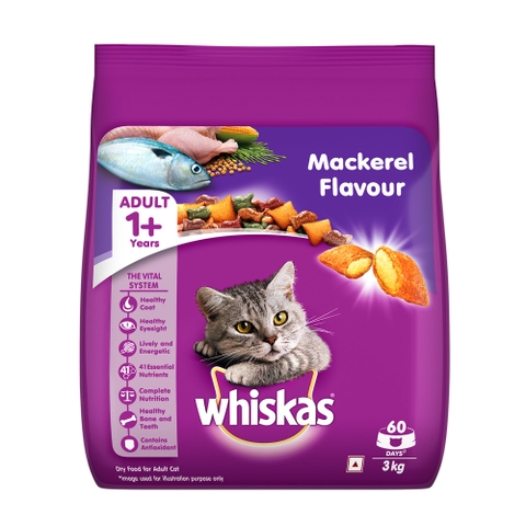 Whiskas Adult Mackerel 3kg - Cá thu (thùng 4gx3kg)