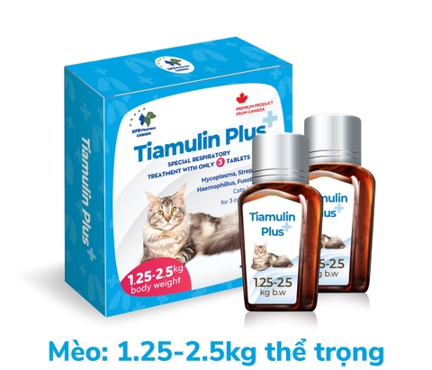 Tiamulin Plus (5-10kg) viên uống đặc trị hô hấp mèo (hộp 2 lọ 6 viên)