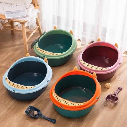 Khay vệ sinh elip tai mèo thành lỗ 41x34x18