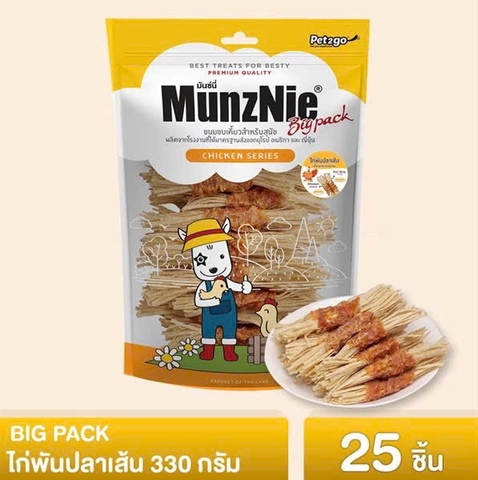 MunzNie - Thức ăn thưởng - Gà khô cuộn thanh cá 25pcs