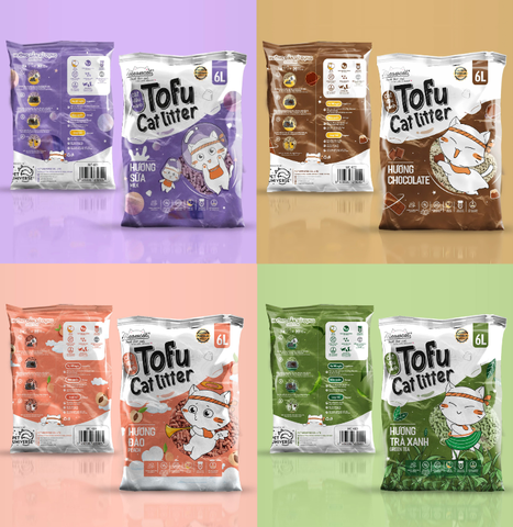 Cát mèo đậu nành Meowcat Tofu Cat Litter - 6 lít (đào, sữa, trà xanh, socola)
