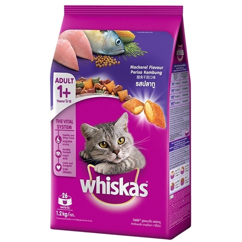 Whiskas Adult Mackerel Flavour 1.2kg (thùng 6gx1.2kg)-Vị cá thu