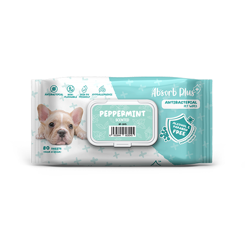 Khăn ướt kháng khuẩn chó bạc hà - xanh - Antibac PetWipe