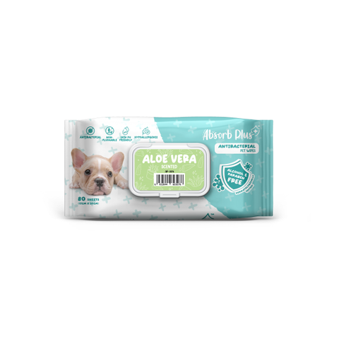 Khăn ướt kháng khuẩn chó Nha đam - xanh lá - Antibac PetWipe
