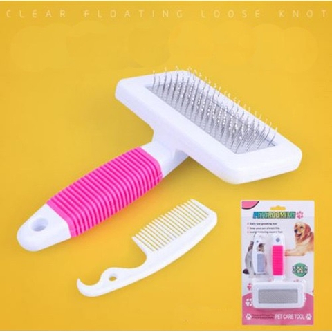 Bàn chải lông bằng nhựa bọc cao su - grooming brush