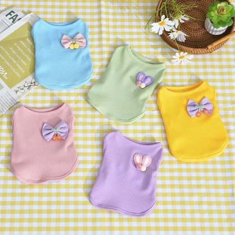 Áo thun gân đính nơ thỏ S/M/L