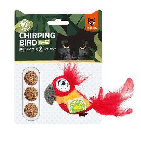 Đồ chơi Fofos Chirping Bird con vẹt (có tiếng kêu & kèm catnip)