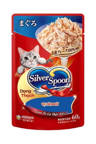 TA mèo Silver Spoon 60g - Dạng thạch vị cá ngừ, ngừ vằn & gà
