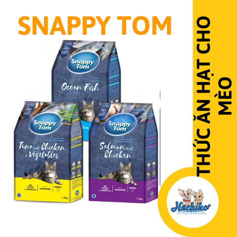 Thức ăn hạt cho Mèo Snappy Tom 1.5Kg Topping Cá Cơm 1.5kg 3 Vị